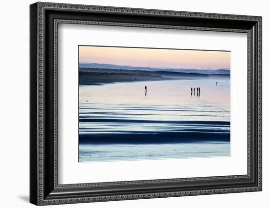 Silhouetted Figures on the West Sands at Dusk, St Andrews, Fife, Scotland, United Kingdom, Europe-Mark Sunderland-Framed Photographic Print