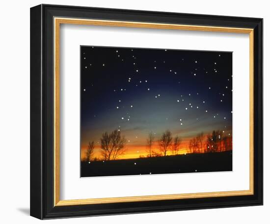 Silhouetted Landscape Below Star-Filled Sky-Chris Rogers-Framed Photographic Print