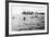 Silhouettes of Having a Rest People. it is Black a White Photo of a Sea Pier and Having a Rest Peop-Mikhail hoboton Popov-Framed Photographic Print