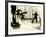 Silhouettes of Workers Using Rope Rigging to Clean and Paint the Side of a Ship-J^ Kauffmann-Framed Photographic Print