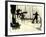 Silhouettes of Workers Using Rope Rigging to Clean and Paint the Side of a Ship-J^ Kauffmann-Framed Photographic Print