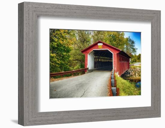 Silk Covered Bridge, Bennington, Vermont-George Oze-Framed Photographic Print