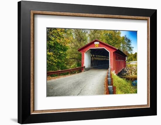 Silk Covered Bridge, Bennington, Vermont-George Oze-Framed Photographic Print