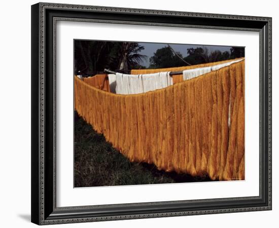 Silk Drying, Domestic Industry, Thailand, Southeast Asia-Occidor Ltd-Framed Photographic Print