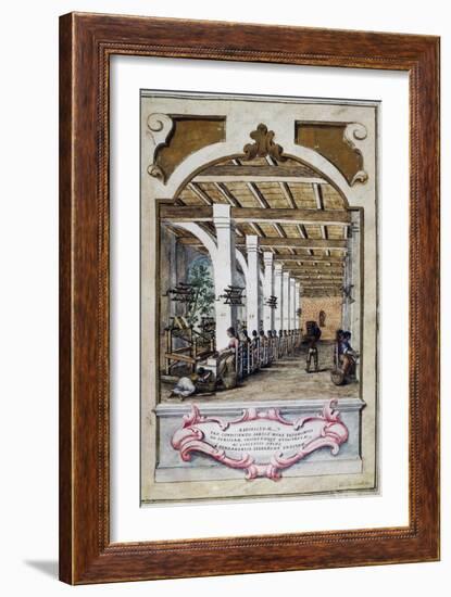 Silk Factory in Bologna, 1750, Italy, 18th Century-null-Framed Giclee Print
