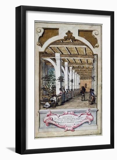 Silk Factory in Bologna, 1750, Italy, 18th Century-null-Framed Giclee Print