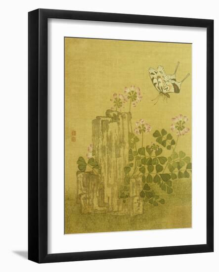 Silk Leaf from an Album of Flower and Bird Paintings (18th Century)-Jing Yi-Framed Giclee Print