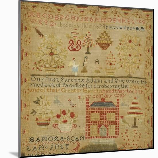 Silk on Linen Needlework Sampler, circa 1836-Hannah Scanlon-Mounted Giclee Print