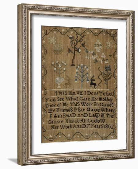 Silk-On-Linen Needlework Sampler, Dated 1802-Elizabeth Ludlow-Framed Giclee Print