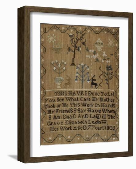 Silk-On-Linen Needlework Sampler, Dated 1802-Elizabeth Ludlow-Framed Giclee Print