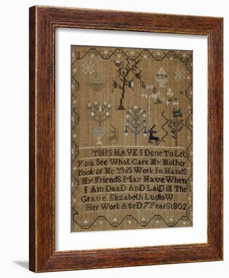 Silk-On-Linen Needlework Sampler, Dated 1802-Elizabeth Ludlow-Framed Giclee Print