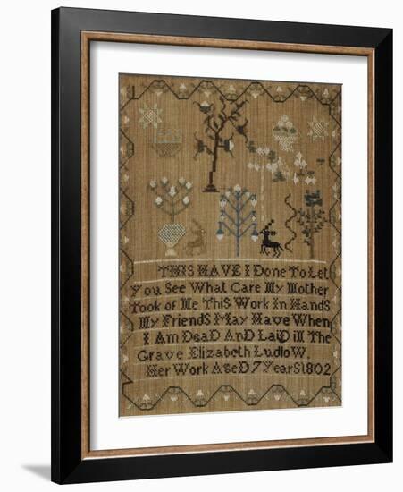 Silk-On-Linen Needlework Sampler, Dated 1802-Elizabeth Ludlow-Framed Giclee Print