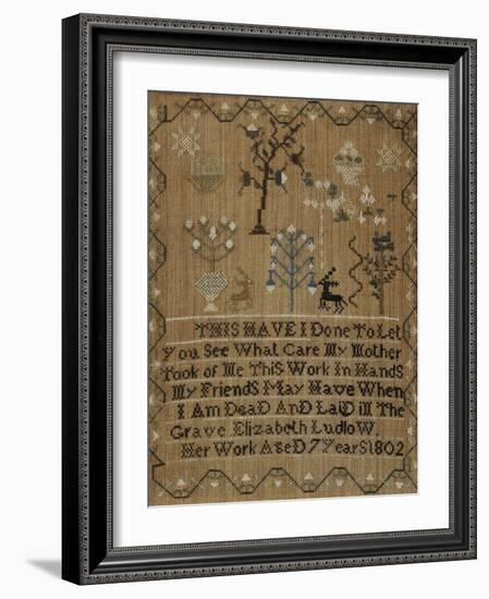 Silk-On-Linen Needlework Sampler, Dated 1802-Elizabeth Ludlow-Framed Giclee Print