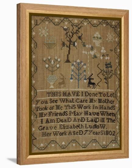 Silk-On-Linen Needlework Sampler, Dated 1802-Elizabeth Ludlow-Framed Premier Image Canvas