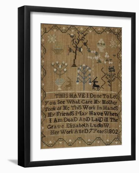 Silk-On-Linen Needlework Sampler, Dated 1802-Elizabeth Ludlow-Framed Giclee Print