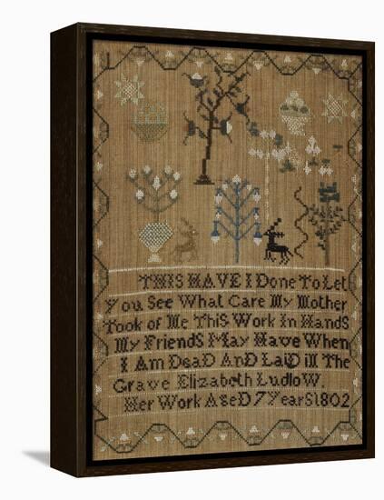 Silk-On-Linen Needlework Sampler, Dated 1802-Elizabeth Ludlow-Framed Premier Image Canvas