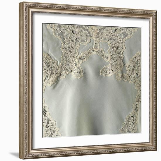 Silk Teddy or Bodysuit with Lace Inserts, Detail-null-Framed Giclee Print