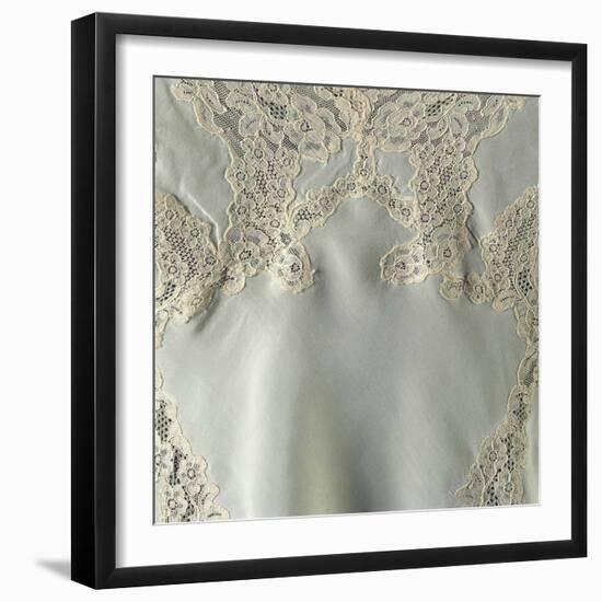 Silk Teddy or Bodysuit with Lace Inserts, Detail-null-Framed Giclee Print