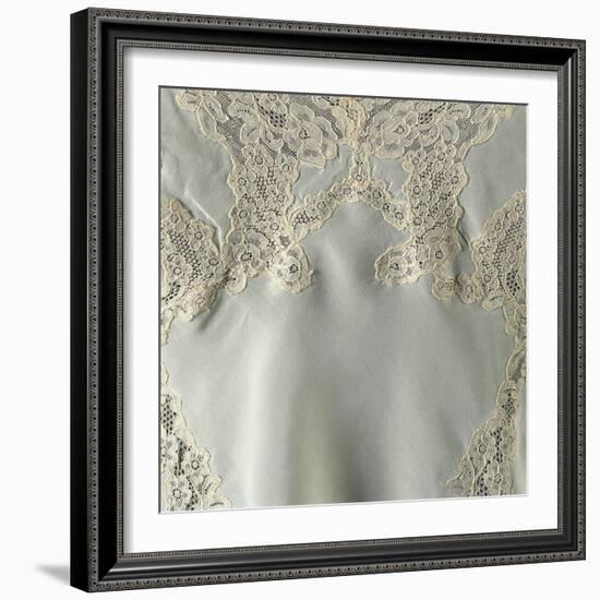 Silk Teddy or Bodysuit with Lace Inserts, Detail-null-Framed Giclee Print