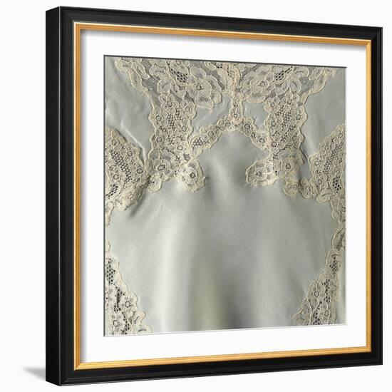 Silk Teddy or Bodysuit with Lace Inserts, Detail-null-Framed Giclee Print