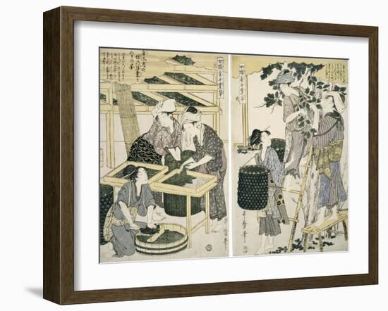 Silk-Worm Culture by Women-Kitagawa Utamaro-Framed Giclee Print