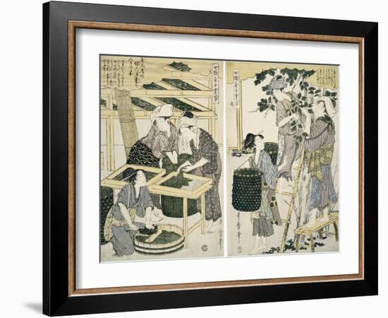 Silk-Worm Culture by Women-Kitagawa Utamaro-Framed Giclee Print