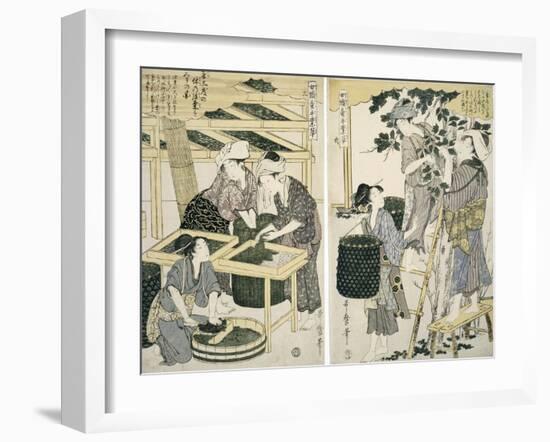 Silk-Worm Culture by Women-Kitagawa Utamaro-Framed Giclee Print