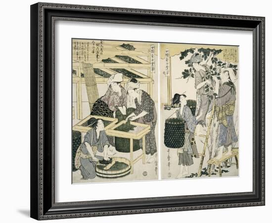 Silk-Worm Culture by Women-Kitagawa Utamaro-Framed Giclee Print