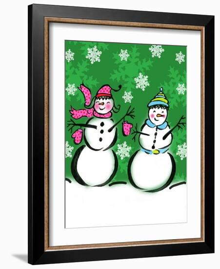 Silly Snowmen V-Nicholas Biscardi-Framed Art Print