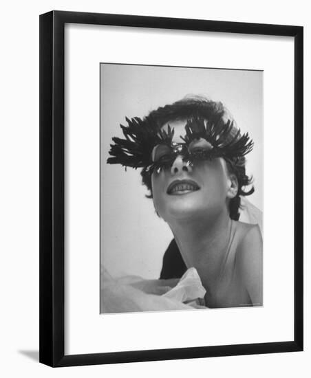 Silly Sunglasses Featuring Long Blue Eyelashes and Small Lenses by Designer Schiaparelli-Gordon Parks-Framed Premium Photographic Print