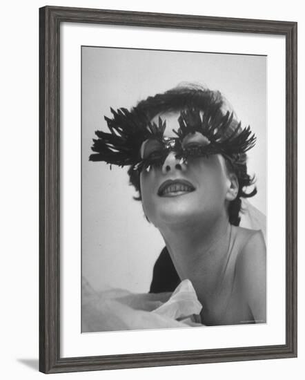 Silly Sunglasses Featuring Long Blue Eyelashes and Small Lenses by Designer Schiaparelli-Gordon Parks-Framed Photographic Print