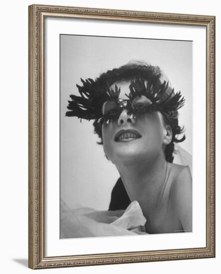 Silly Sunglasses Featuring Long Blue Eyelashes and Small Lenses by Designer Schiaparelli-Gordon Parks-Framed Photographic Print