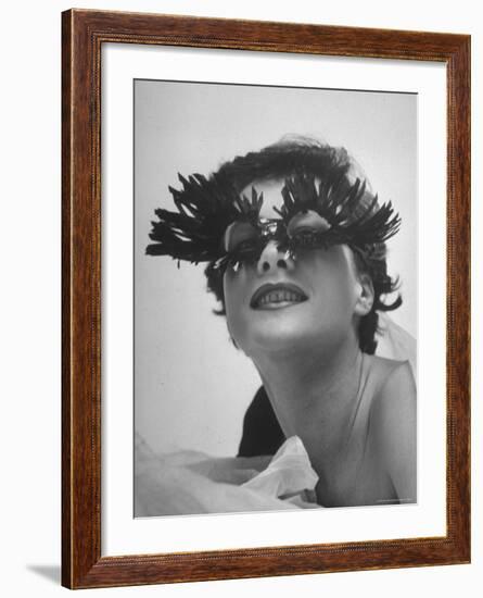 Silly Sunglasses Featuring Long Blue Eyelashes and Small Lenses by Designer Schiaparelli-Gordon Parks-Framed Photographic Print