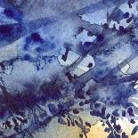 Watercolor Navy Blue Foliage Abstract Texture Background-Silmairel-Stretched Canvas