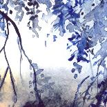 Watercolor Navy Blue Foliage Abstract Texture Background-Silmairel-Mounted Art Print