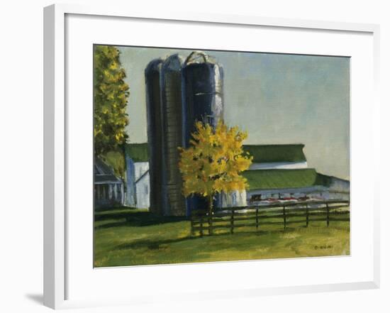 Silos by a Farm-Michael Budden-Framed Giclee Print