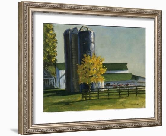 Silos by a Farm-Michael Budden-Framed Giclee Print