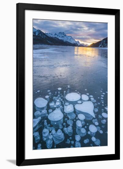 Silvaplana, Engadine valley, Switzerland. Frozen bubbles in the Lake Silvaplana (Silvaplanersee) on-Marco Bottigelli-Framed Photographic Print