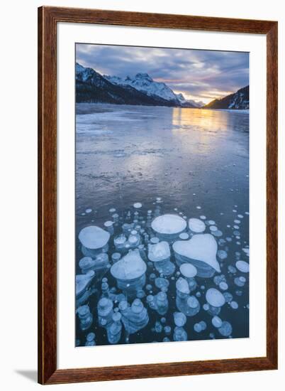 Silvaplana, Engadine valley, Switzerland. Frozen bubbles in the Lake Silvaplana (Silvaplanersee) on-Marco Bottigelli-Framed Photographic Print