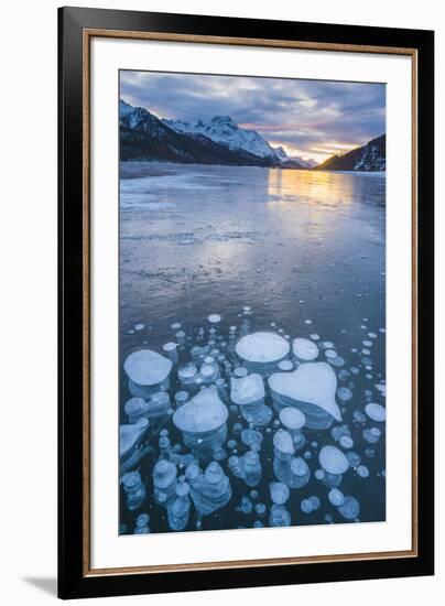 Silvaplana, Engadine valley, Switzerland. Frozen bubbles in the Lake Silvaplana (Silvaplanersee) on-Marco Bottigelli-Framed Photographic Print