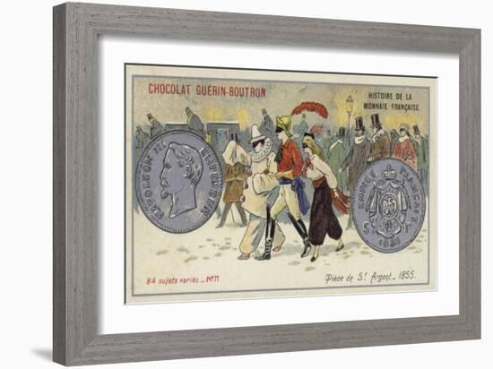 Silver 5 Franc Piece, 1855-null-Framed Giclee Print