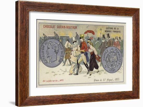 Silver 5 Franc Piece, 1855-null-Framed Giclee Print