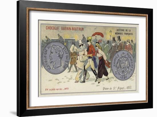 Silver 5 Franc Piece, 1855-null-Framed Giclee Print