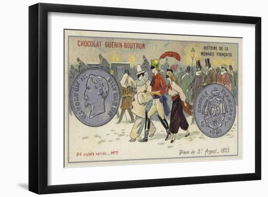 Silver 5 Franc Piece, 1855-null-Framed Giclee Print