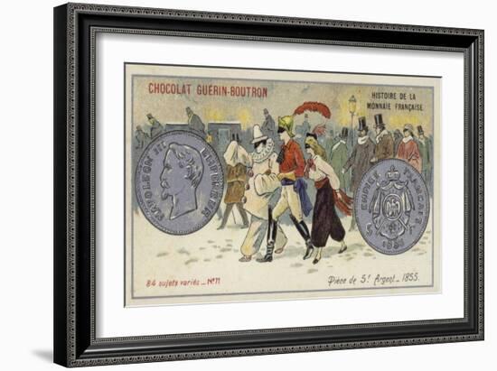 Silver 5 Franc Piece, 1855-null-Framed Giclee Print