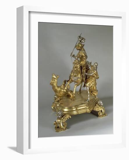 Silver and Gilded Bronze Saint George and the Princess, Late 1600-Lorenzo Vaccaro-Framed Giclee Print