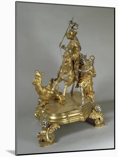 Silver and Gilded Bronze Saint George and the Princess, Late 1600-Lorenzo Vaccaro-Mounted Giclee Print