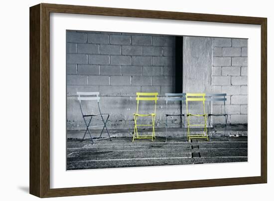 Silver and Yellow Chairs-null-Framed Photo