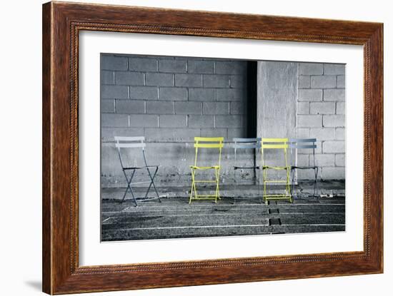 Silver and Yellow Chairs-null-Framed Photo