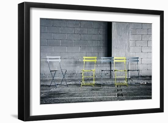 Silver and Yellow Chairs-null-Framed Photo